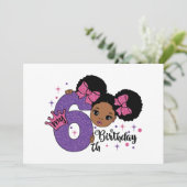 Invitation Ma 6e fille Anniversaire Afro Hair Parties scintil (Debout devant)