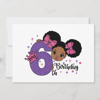 Invitation Ma 6e fille Anniversaire Afro Hair Parties scintil