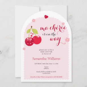 Invitation Ma Cherie Cherry Pink Coquette Baby shower fille