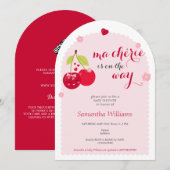 Invitation Ma Cherie Cherry Pink Coquette Baby shower fille (Devant / Derrière)