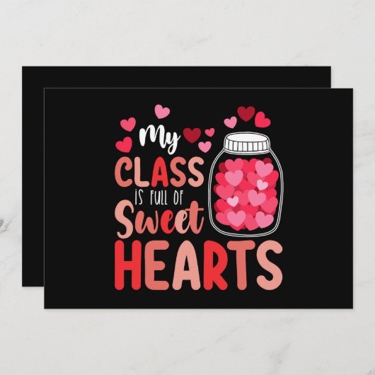Invitation Ma classe est remplie de cœurs doux pour la Saint- (Devant / Derrière)