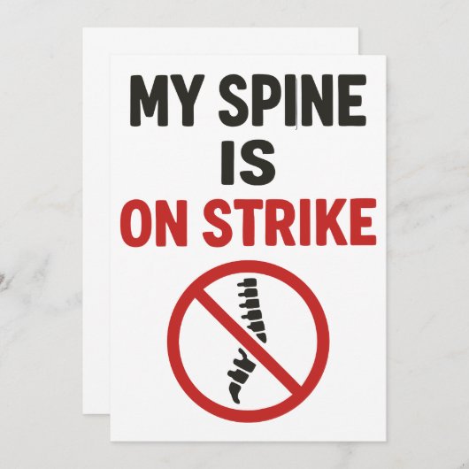 Invitation Ma colonne vertébrale est en grève - Drôle citatio (Devant / Derrière)