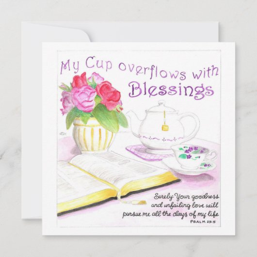 Invitation Ma Coupe déborde avec l'écriture Lavender Tea Part (Dos)