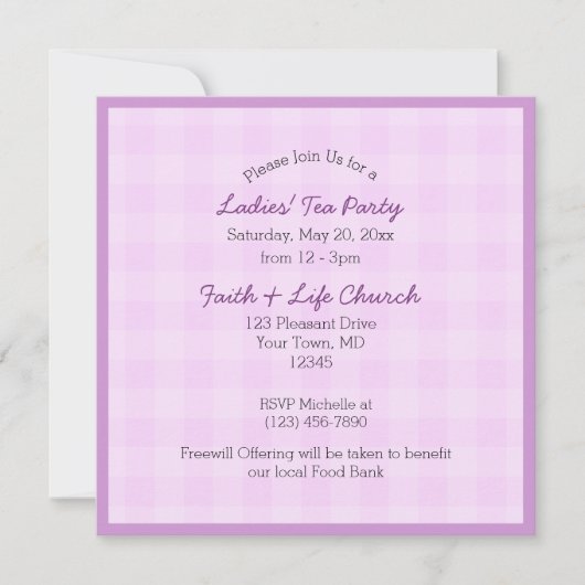 Invitation Ma Coupe déborde avec l'écriture Lavender Tea Part (Devant)