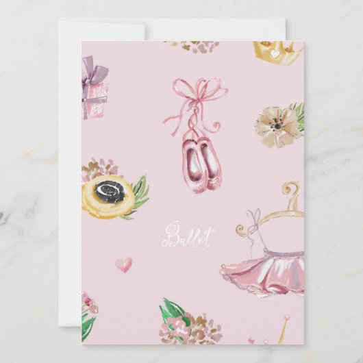 Invitation Ma Petite Ballerine | Fête de Ballet (Dos)
