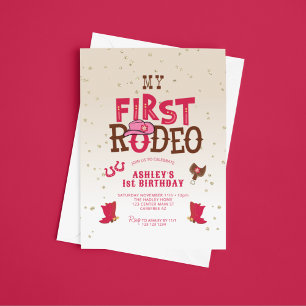 Invitation Ma Première Cowgirl de Rodéo Crème 1er Anniversair