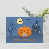 Invitation Ma première fête de citrouille à la sucette d'Hall (Debout devant)