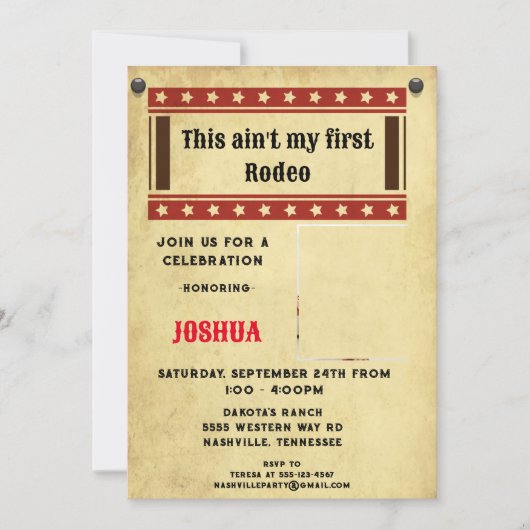 Invitation  Ma première photo de cowboy de rodéo (Devant)