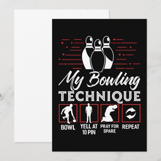 Invitation Ma Technique de Bowling (Devant / Derrière)