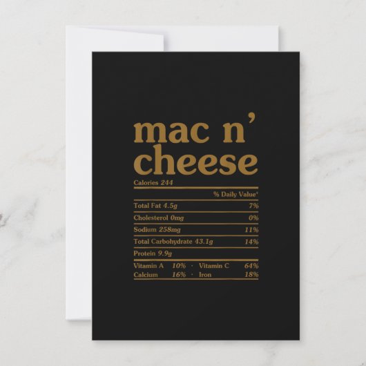 Invitation Mac et fromage Nutrition amusante Thanksgiving Mac (Devant)