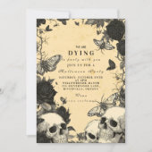 Invitation Macabre Gothique Crâne et Moth Halloween Soirée (Devant)