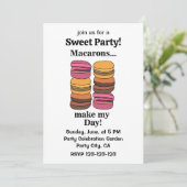 Invitation Macaron Coloré Fête Sucrée (Debout devant)