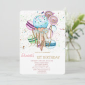 Invitation Macarons à crème glacée cool rayée Anniversaire (Debout devant)