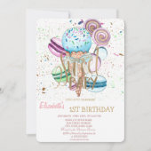 Invitation Macarons à crème glacée cool rayée Anniversaire (Devant)