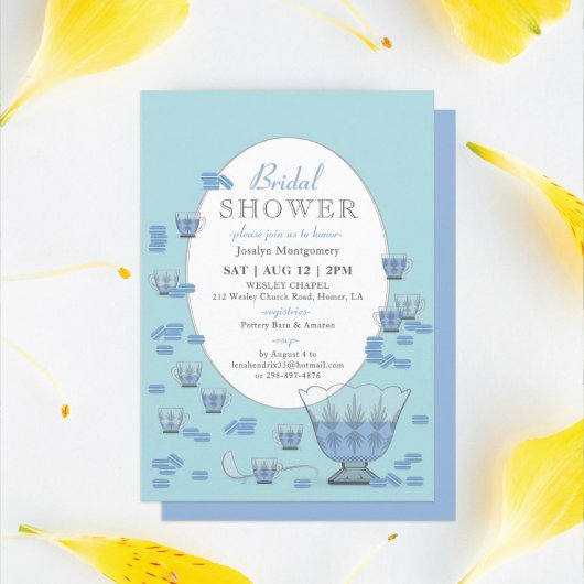 Invitation Macarons bleus & Crystal Punch Set Fête des mariée