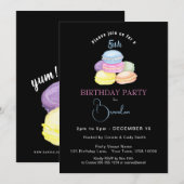 INVITATION MACARONS COLORÉS DÉLICIEUX, FÊTE D'ANNIVERSAIRE (Devant / Derrière)
