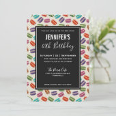 Invitation Macarons de couleur mignonne Motif Anniversaire (Debout devant)