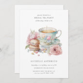 Invitation Macarons de la Coupe de Thé Blush QR Code Fête des (Devant / Derrière)