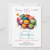 Invitation Macarons doux et colorés modernes Aquarelle (Devant)