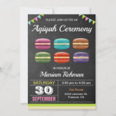 Invitation Macarons doux mignons Aqeeqah | Cérémonie d'Aqiqah (Devant)