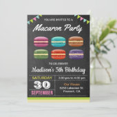 Invitation Macarons doux mignons fête d'anniversaire (Debout devant)