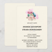 Invitation Macarons et fleurs aquarelle mariage (Devant / Derrière)