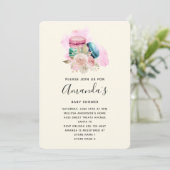 Invitation Macarons et fleurs Baby shower d'aquarelle (Debout devant)