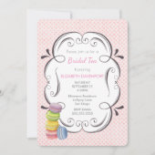 Invitation Macarons et thé Pois rose (Devant)