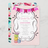 Invitation Macarons et thé Pois rose (Devant / Derrière)