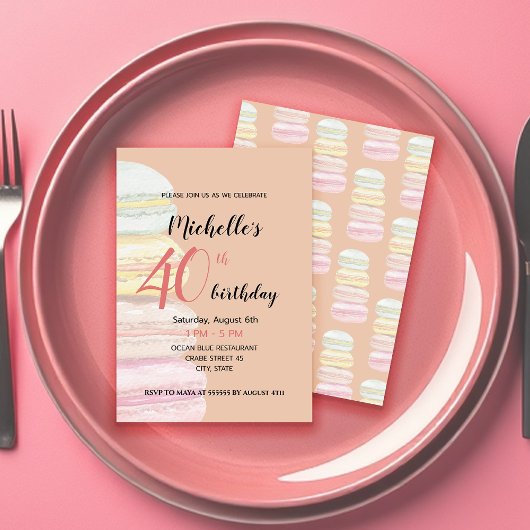 Invitation Macarons Français Aquarelle Peints à la main