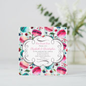 Invitation Macarons Français Dessert en Aquarelles Mariage (Debout devant)