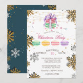 Invitation Macarons,Lumière en forme de flocon de neige Noël  (Devant / Derrière)