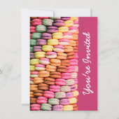 Invitation Macarons mignons et sucrés, fête d'anniversaire ro (Devant)