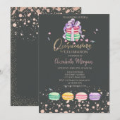 Invitation Macarons Points de Confettis Quinceañera (Devant / Derrière)