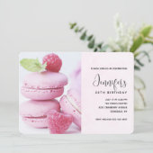 Invitation Macarons roses avec des framboises rouges d'annive (Debout devant)