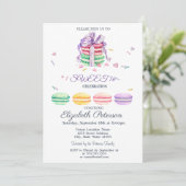 Invitation Macarons Zigzag Douze Ans Sucré Français (Debout devant)