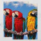 Invitation Macaw bleu et jaune et macaw Scarlet (Devant / Derrière)