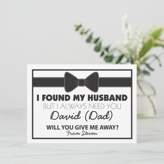 Invitation M'accompagnerez-vous à l'autel Cravate noire et bl (Debout devant)