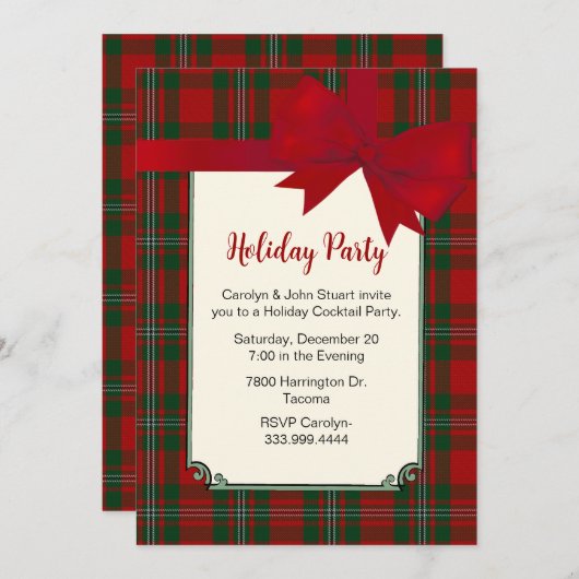 Invitation MacGregor Tartan Plaid Custom Christmas Party (Devant / Derrière)