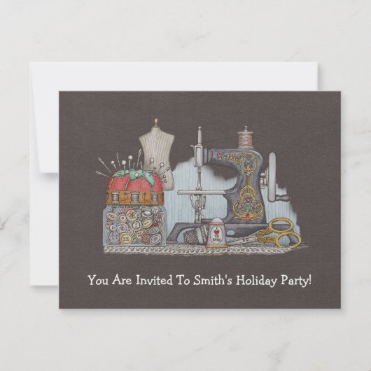 Invitation Machine à coudre alimentée à la main (Devant)