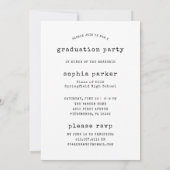 Invitation Machine à écrire simple | Parti de fin d'études 4  (Dos)