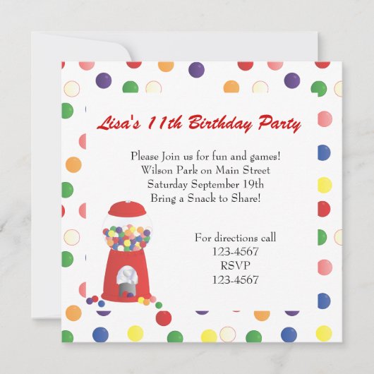 Invitation Machine à gumball (Devant)