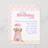 Invitation Machine à gumball rose (Devant / Derrière)