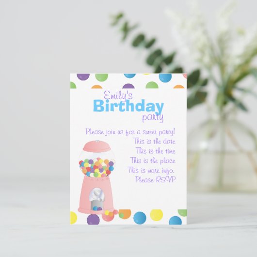 Invitation Machine à gumball rose (Debout devant)