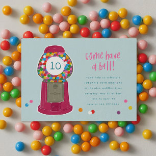 Invitation Machine à gumball rose bonbons Bubble gomme Annive