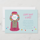Invitation Machine à gumball rose bonbons Bubble gomme Annive (Devant)