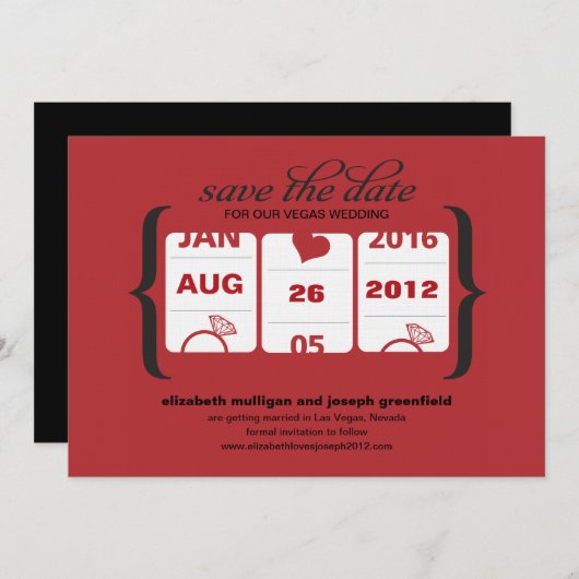 Invitation Machine à sous Enregistrer la date - Mariage (Devant / Derrière)