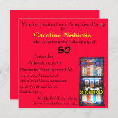 Invitation Machine à sous rouge chanceuse de fête (Devant / Derrière)