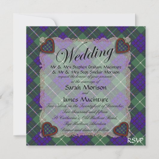 Invitation Macintyre Scottish clan tartan - Plaid (Devant)