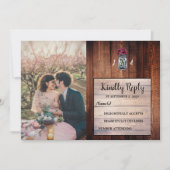 Invitation Maçon rustique bocal grange en bois photo mariage  (Devant)